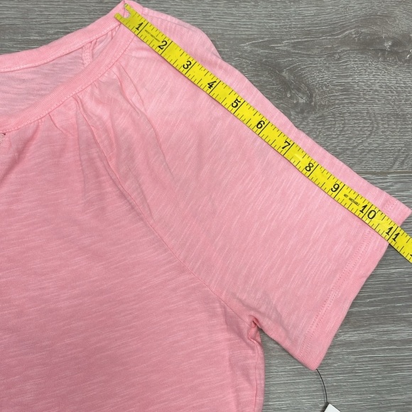 NWT Talbots Embroider Lace Trim Split Neck Cotton Tee Gardenia Pink XS - Picture 8 of 13